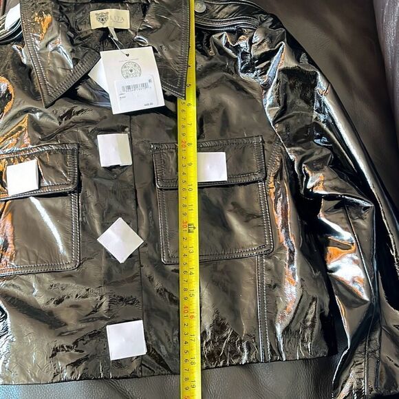 LITA by Ciara Black Patent Leather Crop Jacket xxsmall - Picture 13 of 13